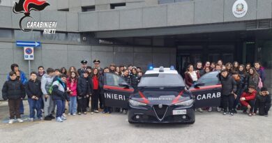 Gli alunni dell’Istituto Antonio Malfatti di Contigliano – Greccio, in visita al Comando provinciale Carabinieri di Rieti