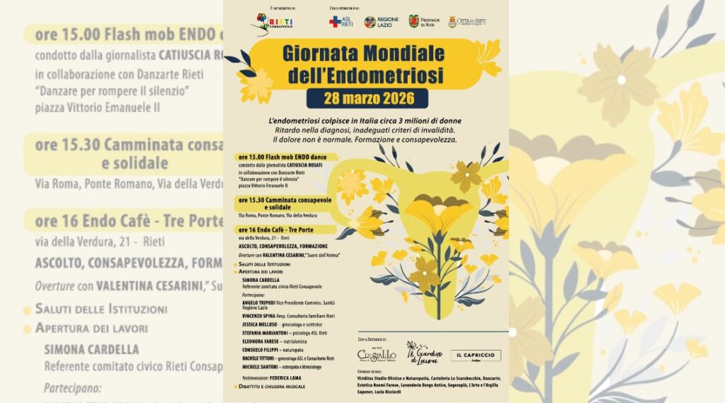Rieti celebra la Giornata mondiale dell’endometriosi: flash mob, passeggiata e convegno