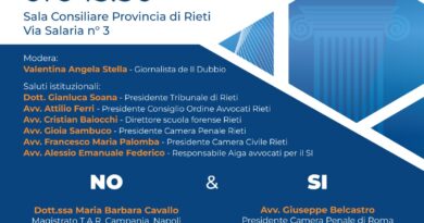 Referendum sulla giustizia, alla Provincia di Rieti un convegno pubblico sulle ragioni del Sì e del No