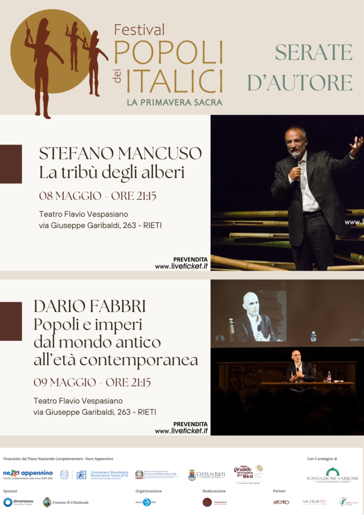 Festival dei Popoli Italici, al Vespasiano Mancuso e Fabbri per due serate tra natura e storia
