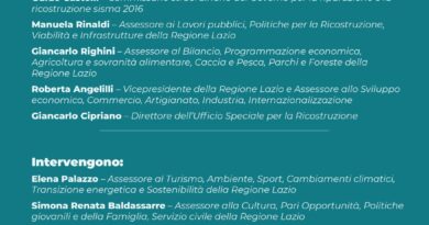 SISMA AMATRICE, LA REGIONE LAZIO PRESENTA IL “PIANO STRATEGICO DI SVILUPPO SOCIOECONOMICO” DEL CRATERE