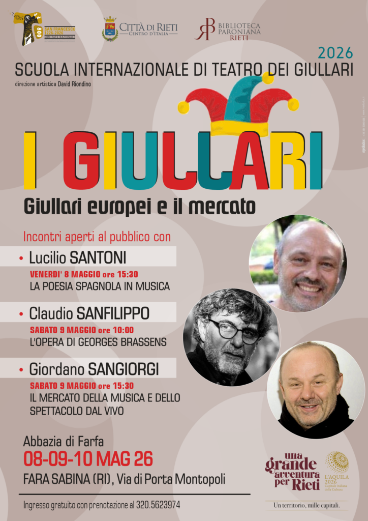 Scuola dei Giullari, tappa a Farfa: tre giorni tra teatro, musica e memoria di David Riondino