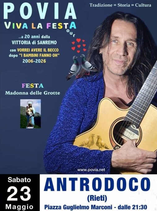 Antrodoco in festa per Maria S.S. delle Grotte: arrivano Povia e Matteo Tortora