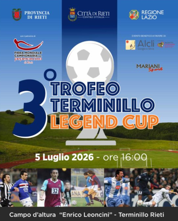 Terminillo Legend Cup, il 5 luglio tornano in campo le stelle del calcio per solidarietà
